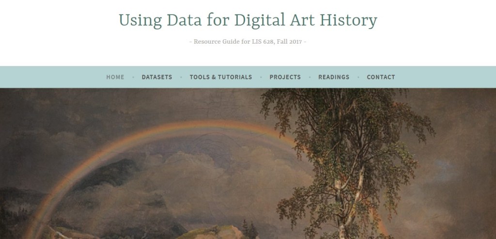 Screenshot of website Using Data for Digital Art History